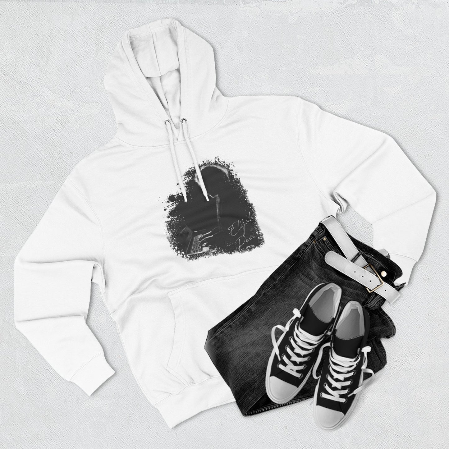 Elijah Peel Piano Silhouette Hoodie — Minimal Grunge Art Pullover