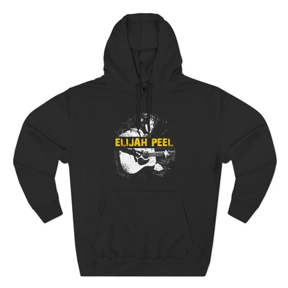 Elijah Peel Acoustic Guitar Hoodie — Musician Portrait Pullover Yellow Text