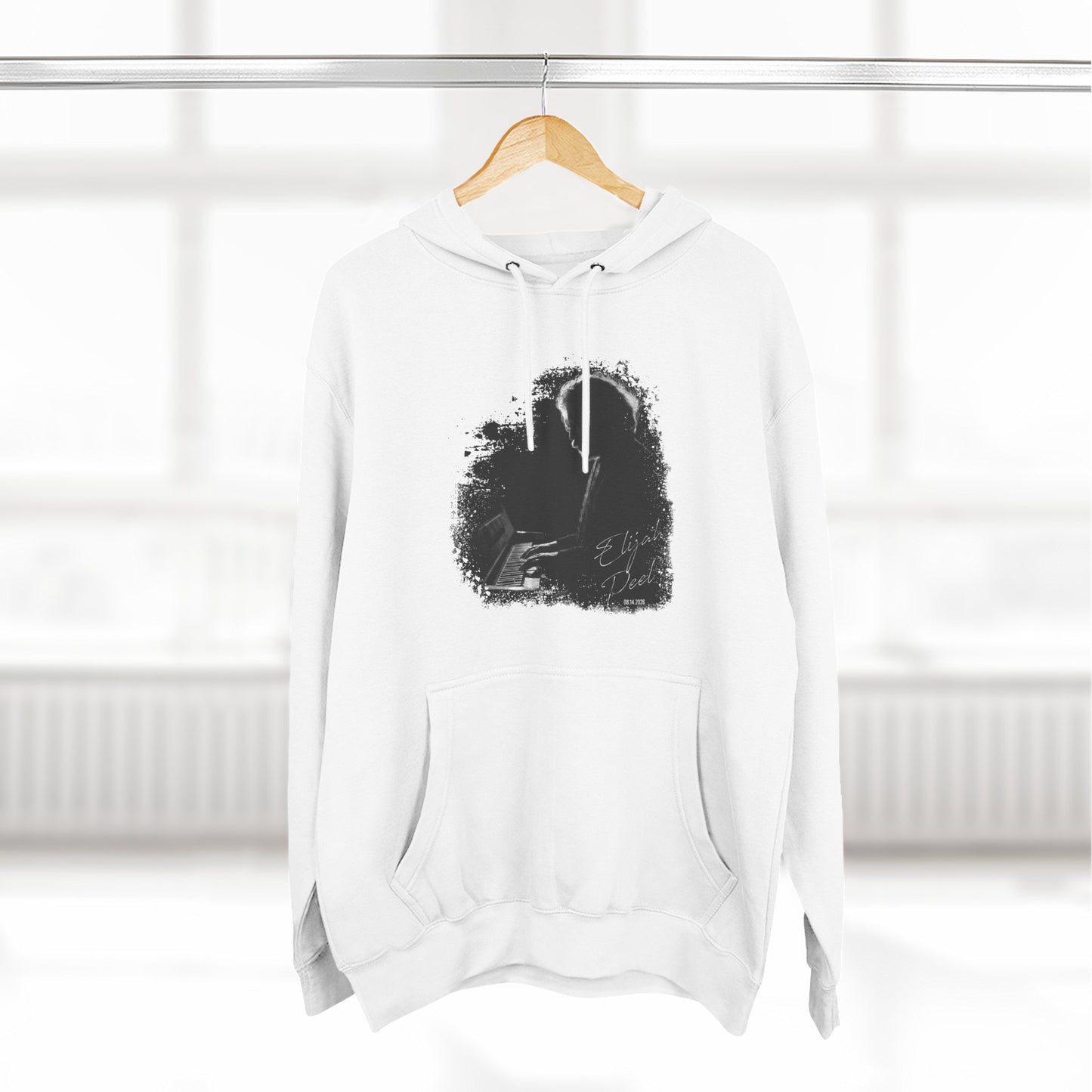 Elijah Peel Piano Silhouette Hoodie — Minimal Grunge Art Pullover
