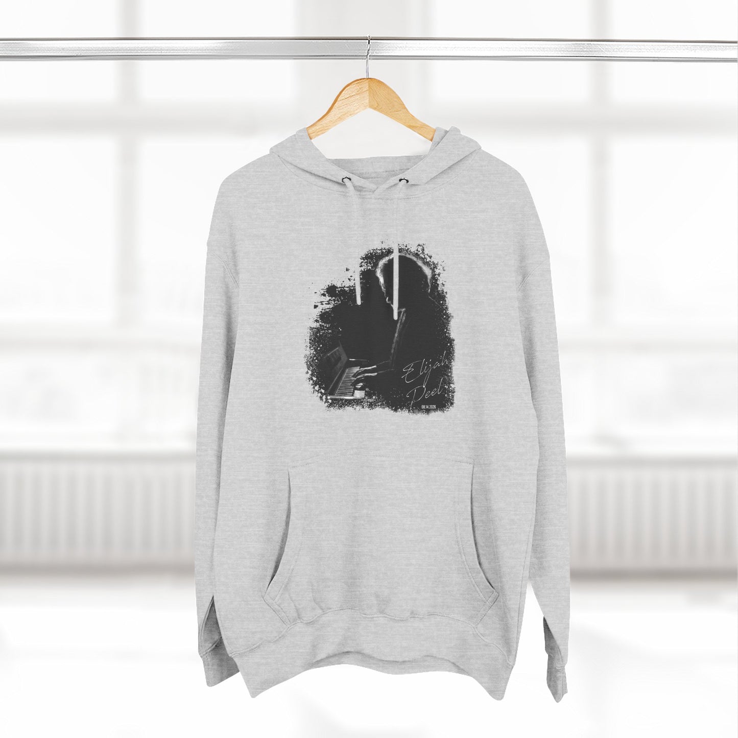 Elijah Peel Piano Silhouette Hoodie — Minimal Grunge Art Pullover