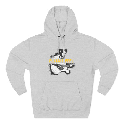 Elijah Peel Acoustic Guitar Hoodie — Musician Portrait Pullover Yellow Text