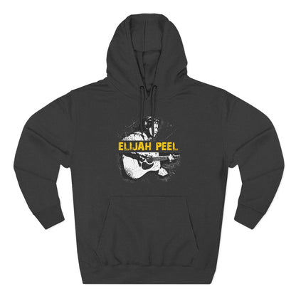 Elijah Peel Acoustic Guitar Hoodie — Musician Portrait Pullover Yellow Text