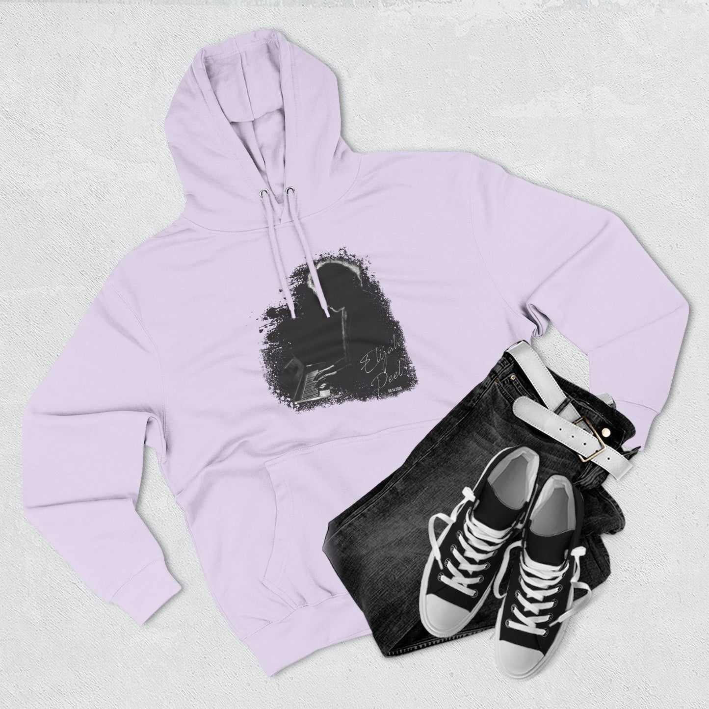 Elijah Peel Piano Silhouette Hoodie — Minimal Grunge Art Pullover
