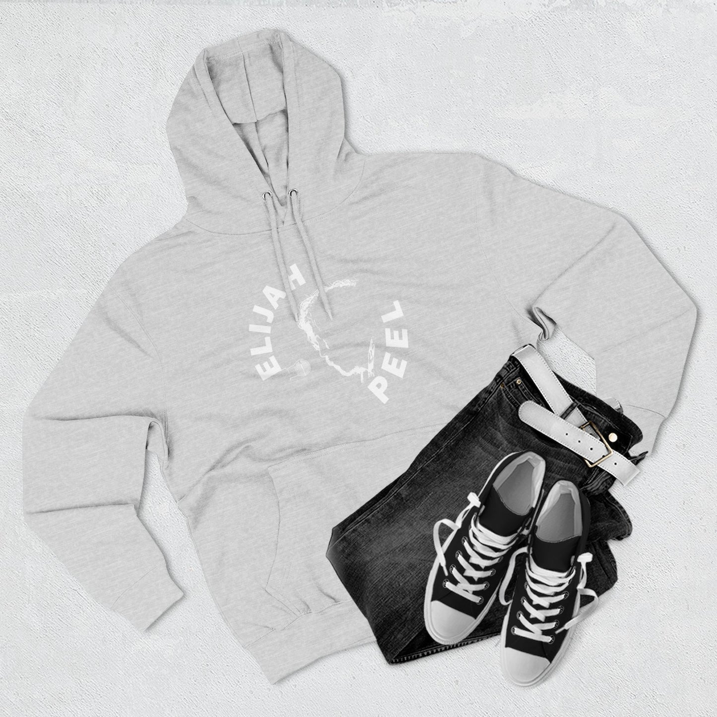 Elijah Peel Circle Logo Hoodie — Minimalist Black Fleece Pullover