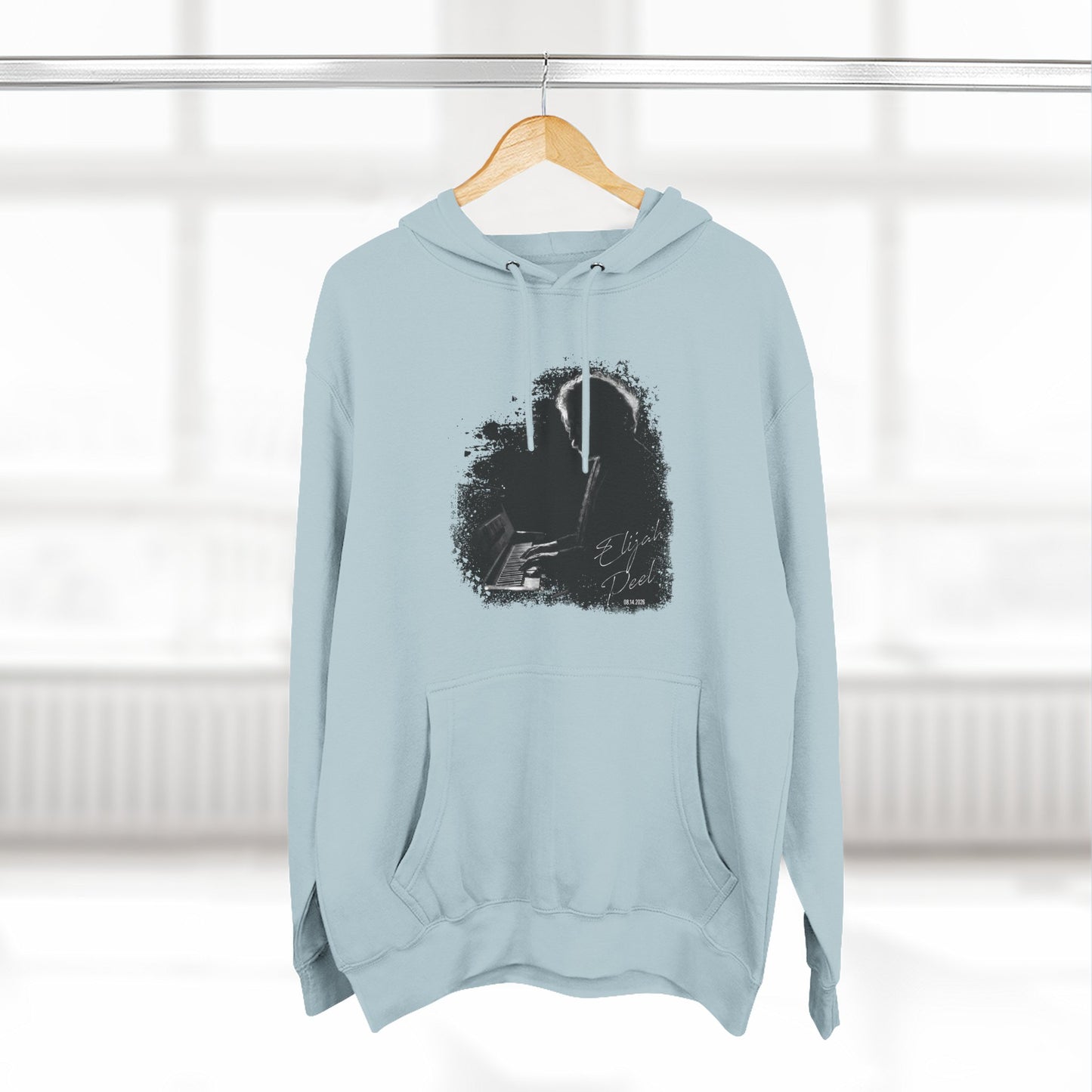 Elijah Peel Piano Silhouette Hoodie — Minimal Grunge Art Pullover