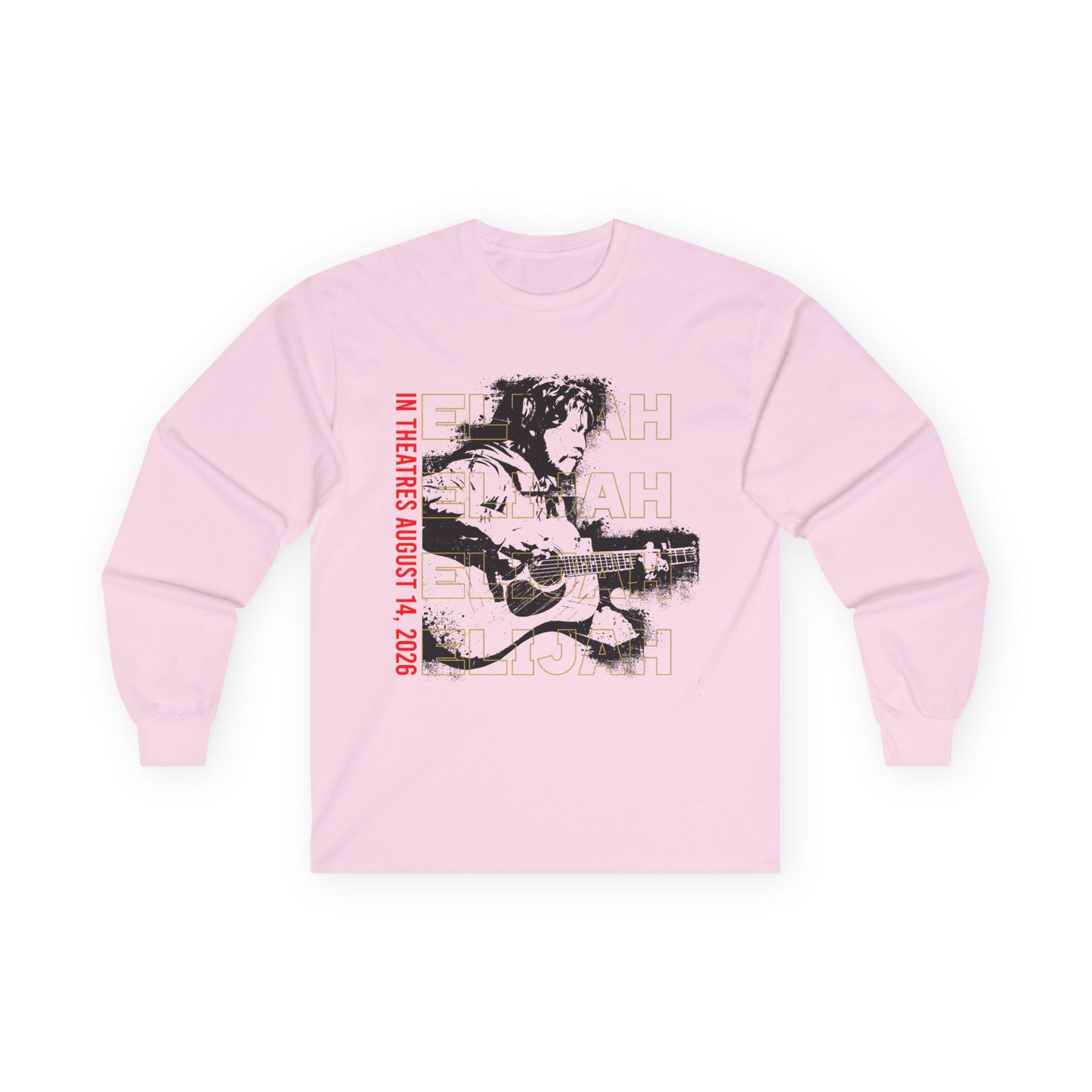 Long Sleeve Tee — Retro 'Elijah' Graphic with Guitar (In Concert Aug 14, 2025)