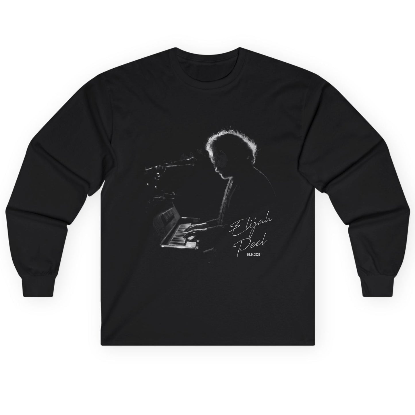 Long Sleeve Tee — Silent Piano Player Silhouette Music Shirt