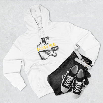 Elijah Peel Acoustic Guitar Hoodie — Musician Portrait Pullover Yellow Text