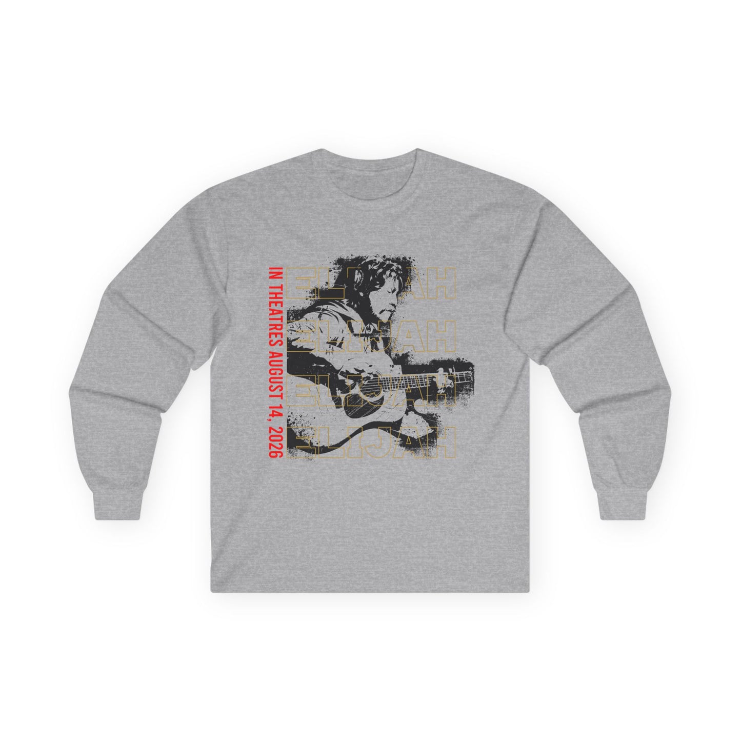 Long Sleeve Tee — Retro 'Elijah' Graphic with Guitar (In Concert Aug 14, 2025)