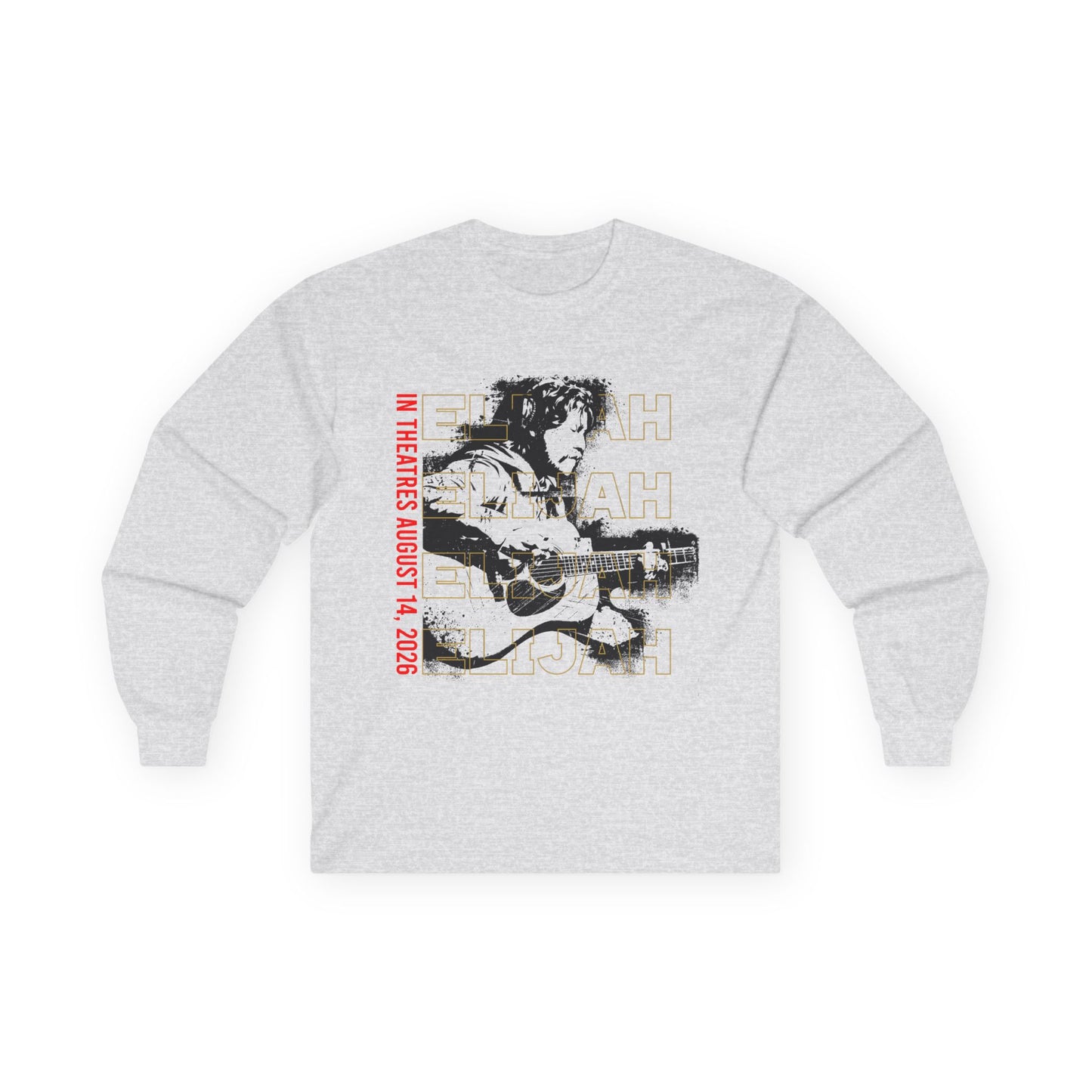 Long Sleeve Tee — Retro 'Elijah' Graphic with Guitar (In Concert Aug 14, 2025)