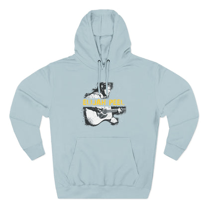 Elijah Peel Acoustic Guitar Hoodie — Musician Portrait Pullover Yellow Text