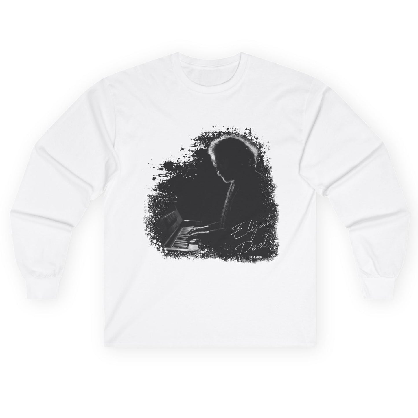 Long Sleeve Tee — Silent Piano Player Silhouette Music Shirt