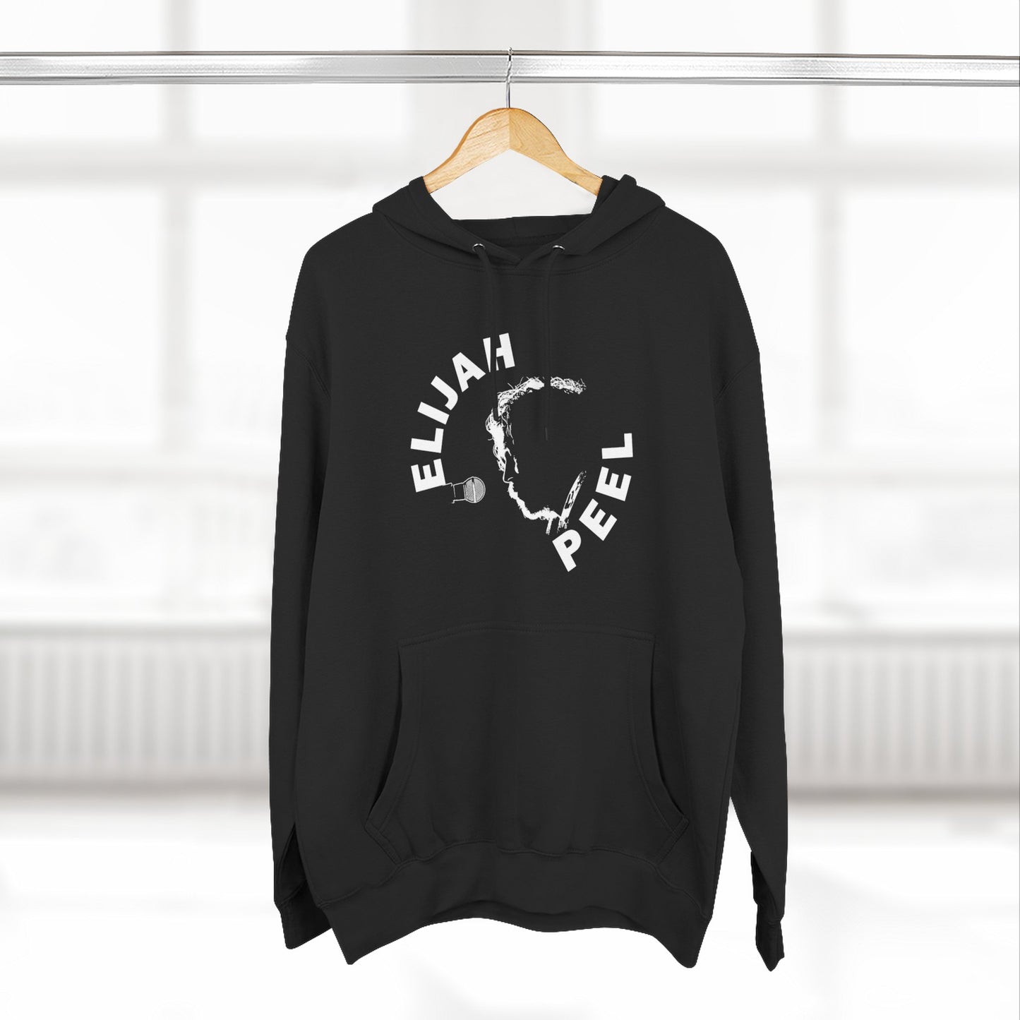 Elijah Peel Circle Logo Hoodie — Minimalist Black Fleece Pullover