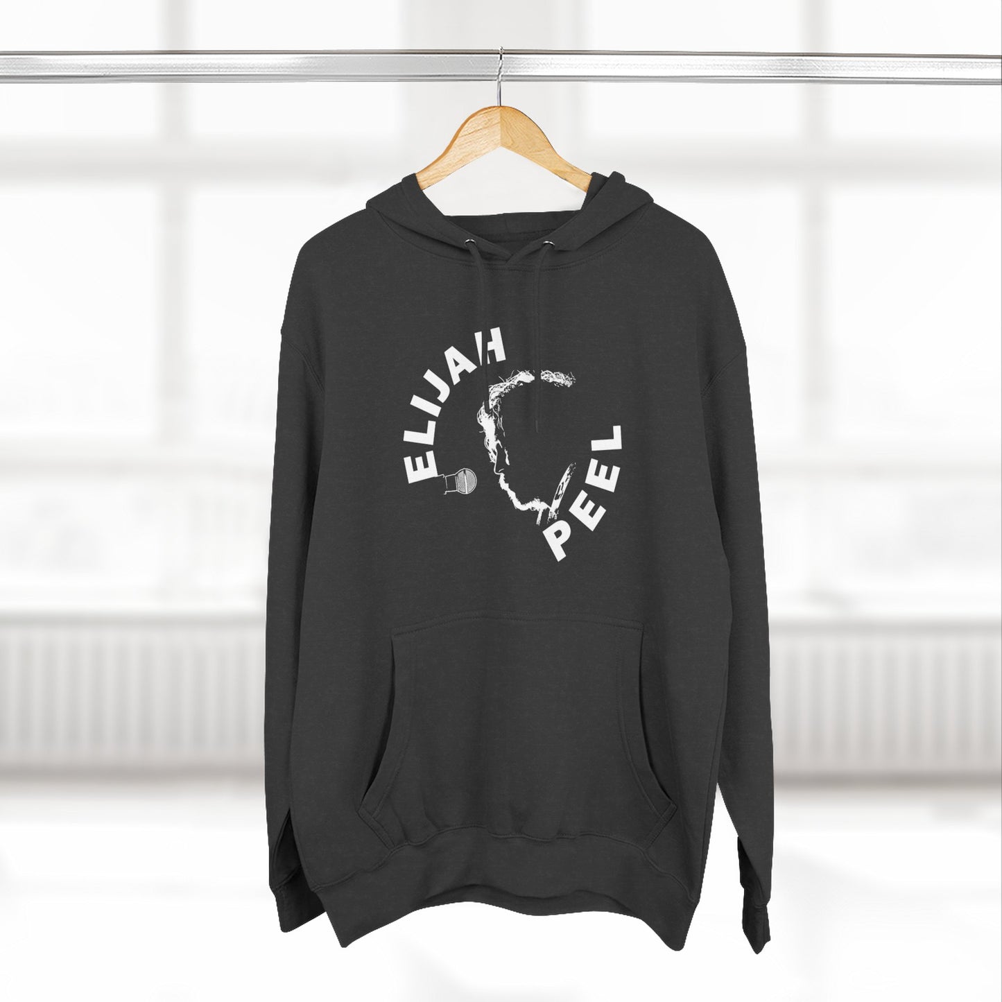 Elijah Peel Circle Logo Hoodie — Minimalist Black Fleece Pullover
