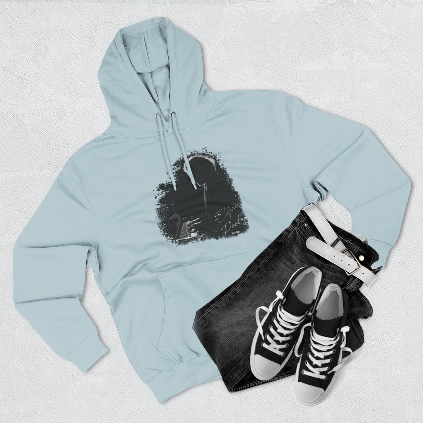Elijah Peel Piano Silhouette Hoodie — Minimal Grunge Art Pullover