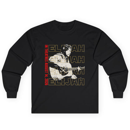 Long Sleeve Tee — Retro 'Elijah' Graphic with Guitar (In Concert Aug 14, 2025)