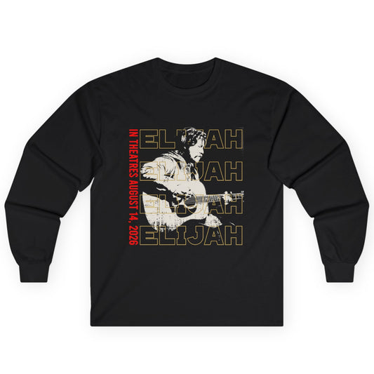 Long Sleeve Tee — Retro 'Elijah' Graphic with Guitar (In Concert Aug 14, 2025)