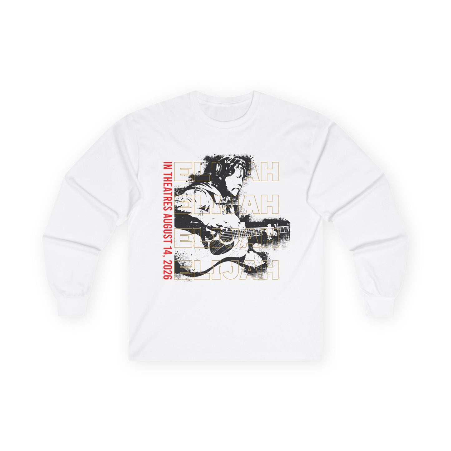 Long Sleeve Tee — Retro 'Elijah' Graphic with Guitar (In Concert Aug 14, 2025)