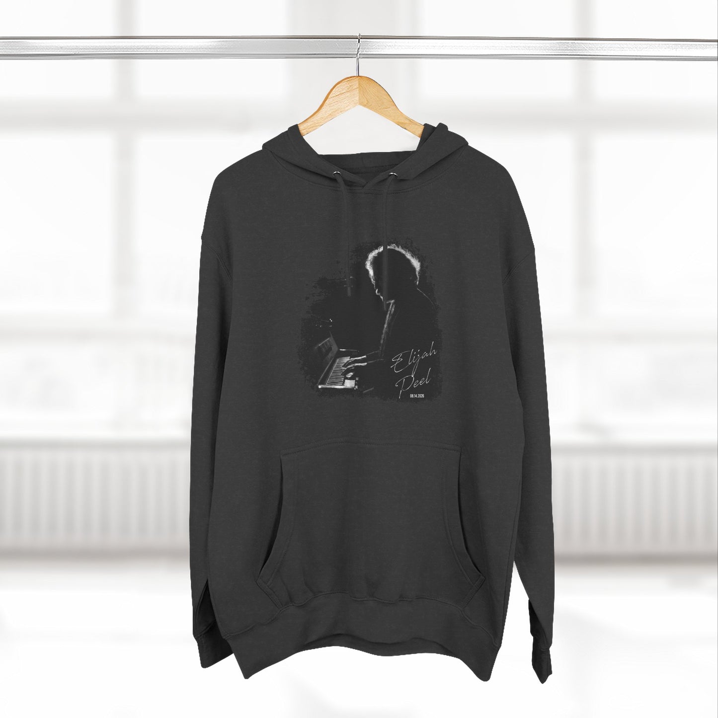 Elijah Peel Piano Silhouette Hoodie — Minimal Grunge Art Pullover