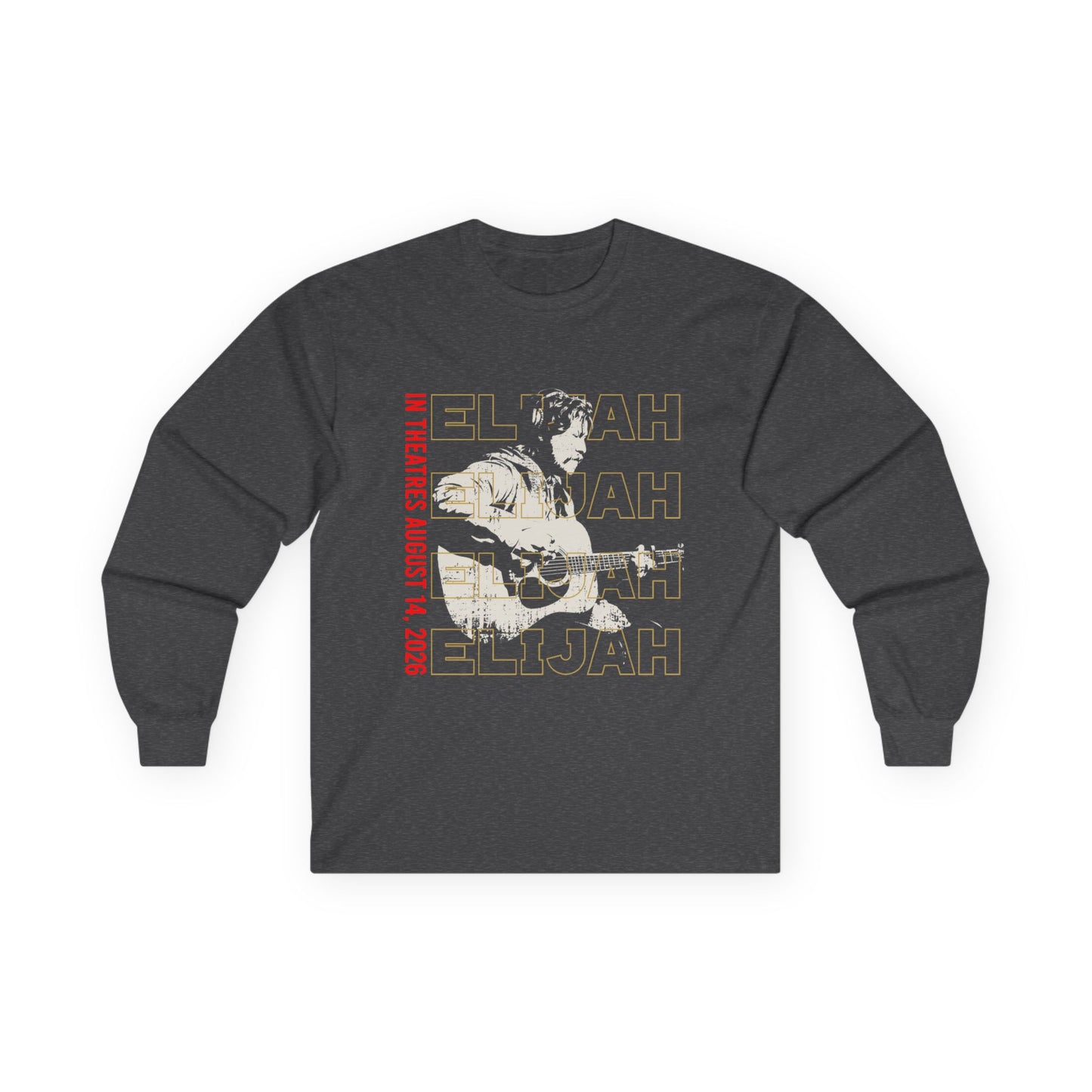 Long Sleeve Tee — Retro 'Elijah' Graphic with Guitar (In Concert Aug 14, 2025)